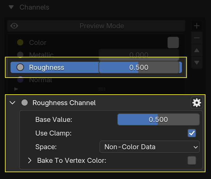 pic: Value channel settings