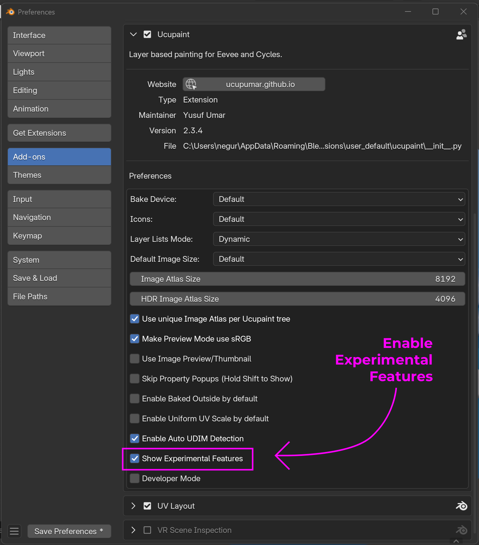 pic: Enable Experimental Features